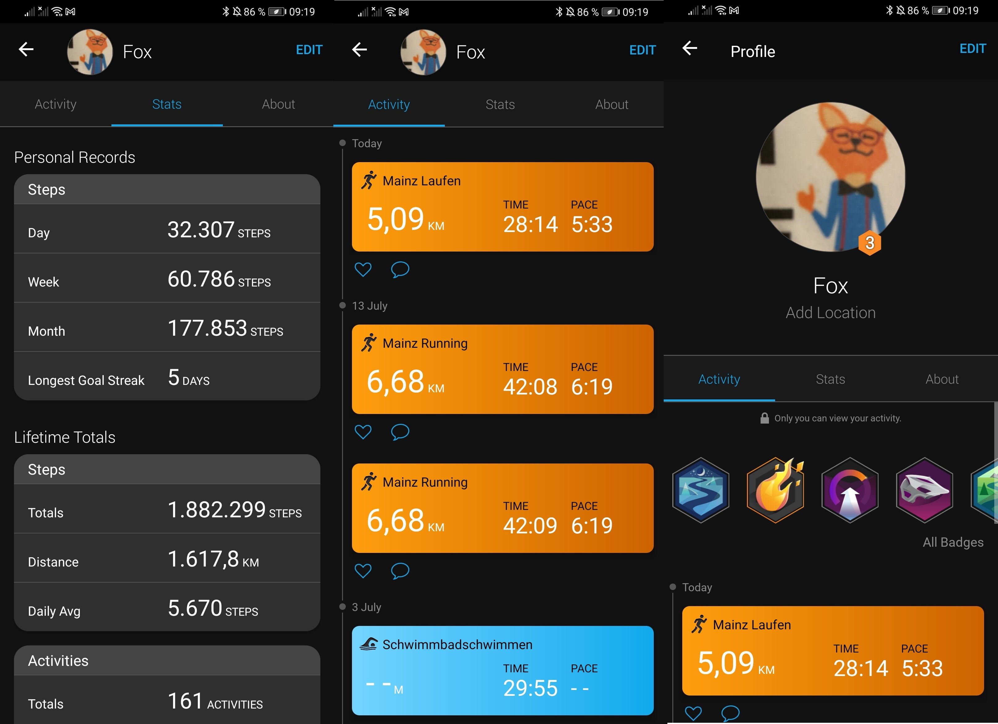 You can see the profile settings in the Garmin Connect app. 
